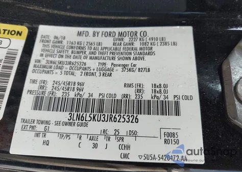 2018 Lincoln Mkz Hybrid Premiere из США, поврежденный, VIN 3LN6L5KU3JR625326